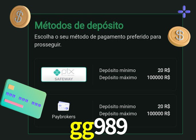 O cassino gg989 oferece uma grande variedade de métodos de pagamento